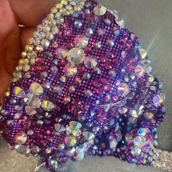 Wellness Bikini, light purple with AB stones and AB colored stones - Picture 2 of 5